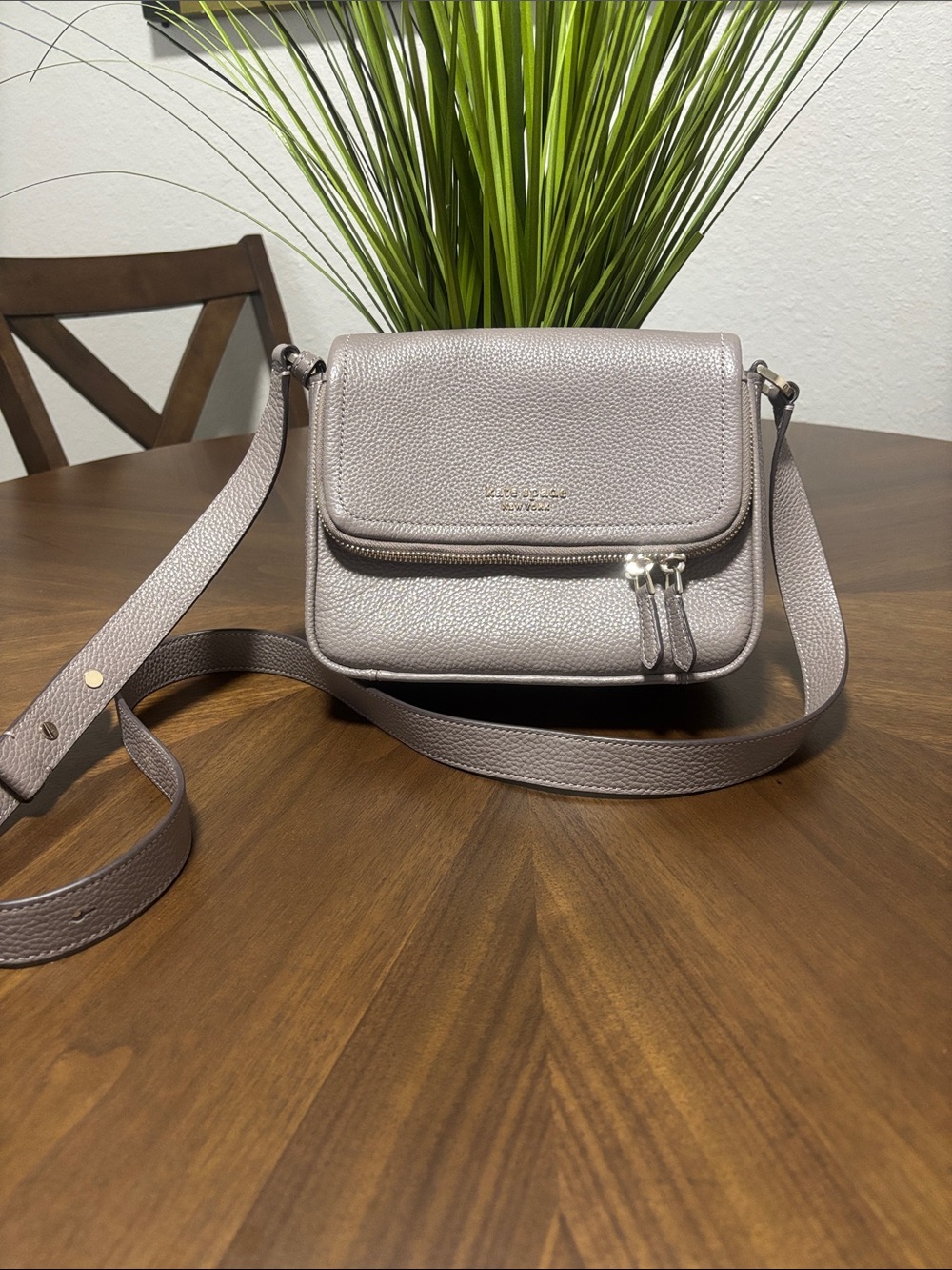 Kate Spade pebbled leather crossbody in light taupe